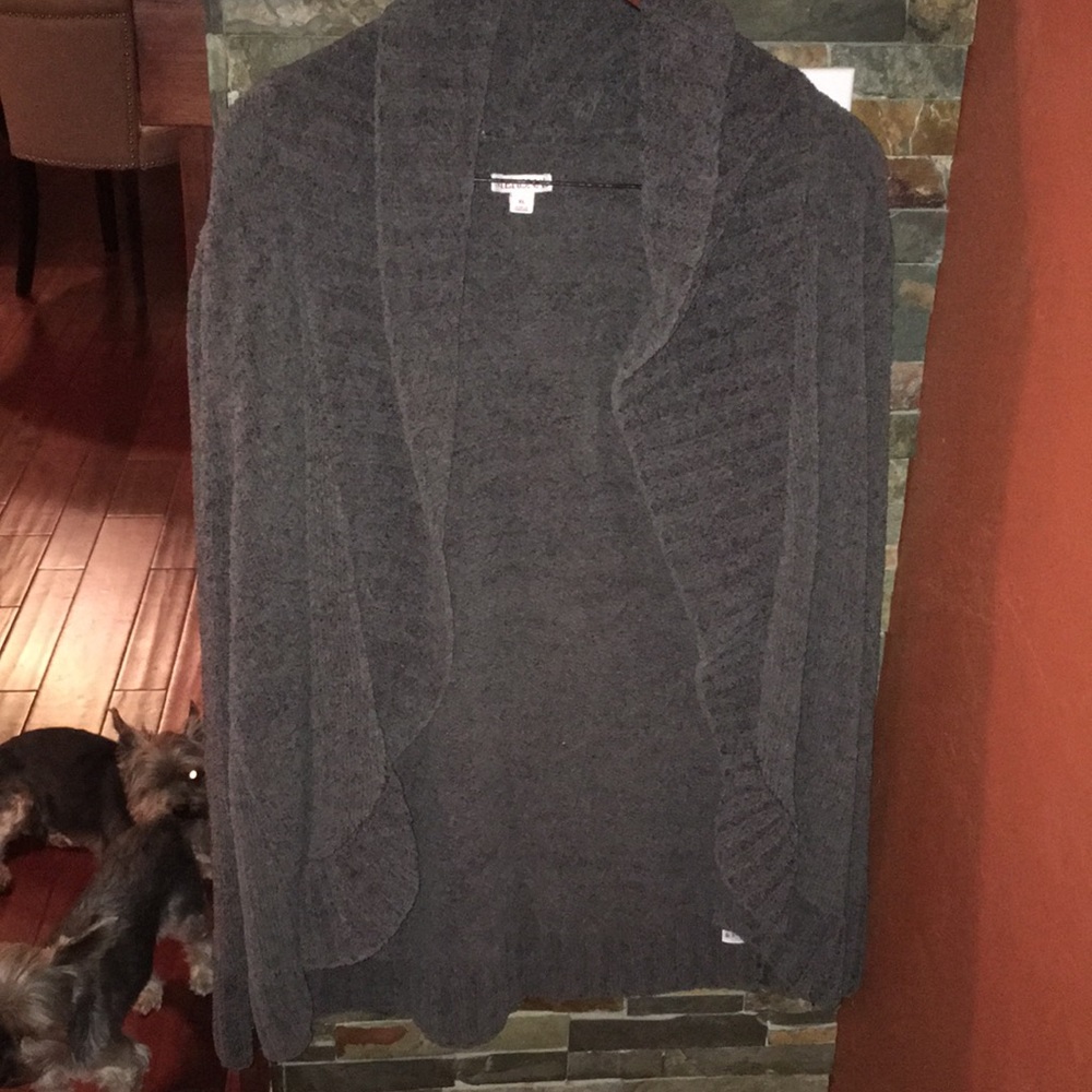 Grey Chenille Cardigan Sweater